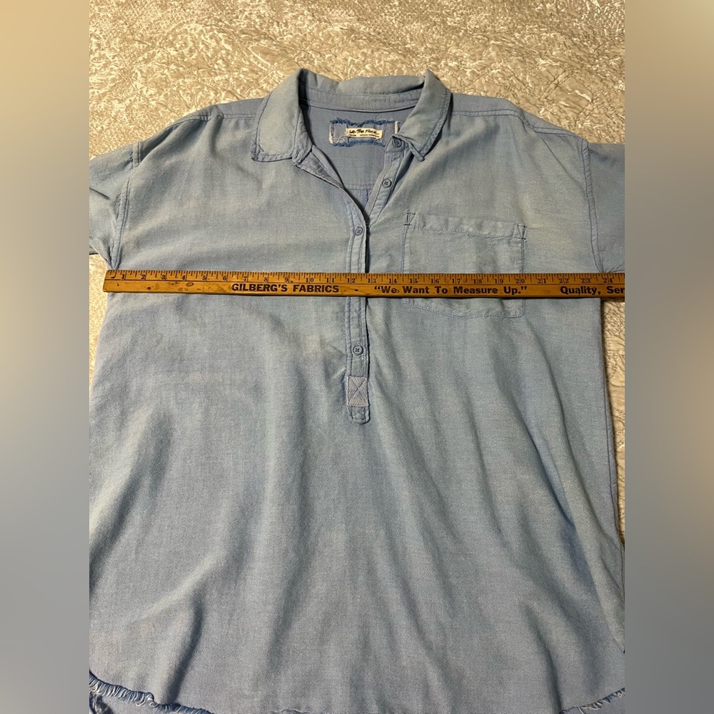 We The Free Chambray Button-Front Chambray Shirt in Light Blue-Medium - Picture 4 of 6